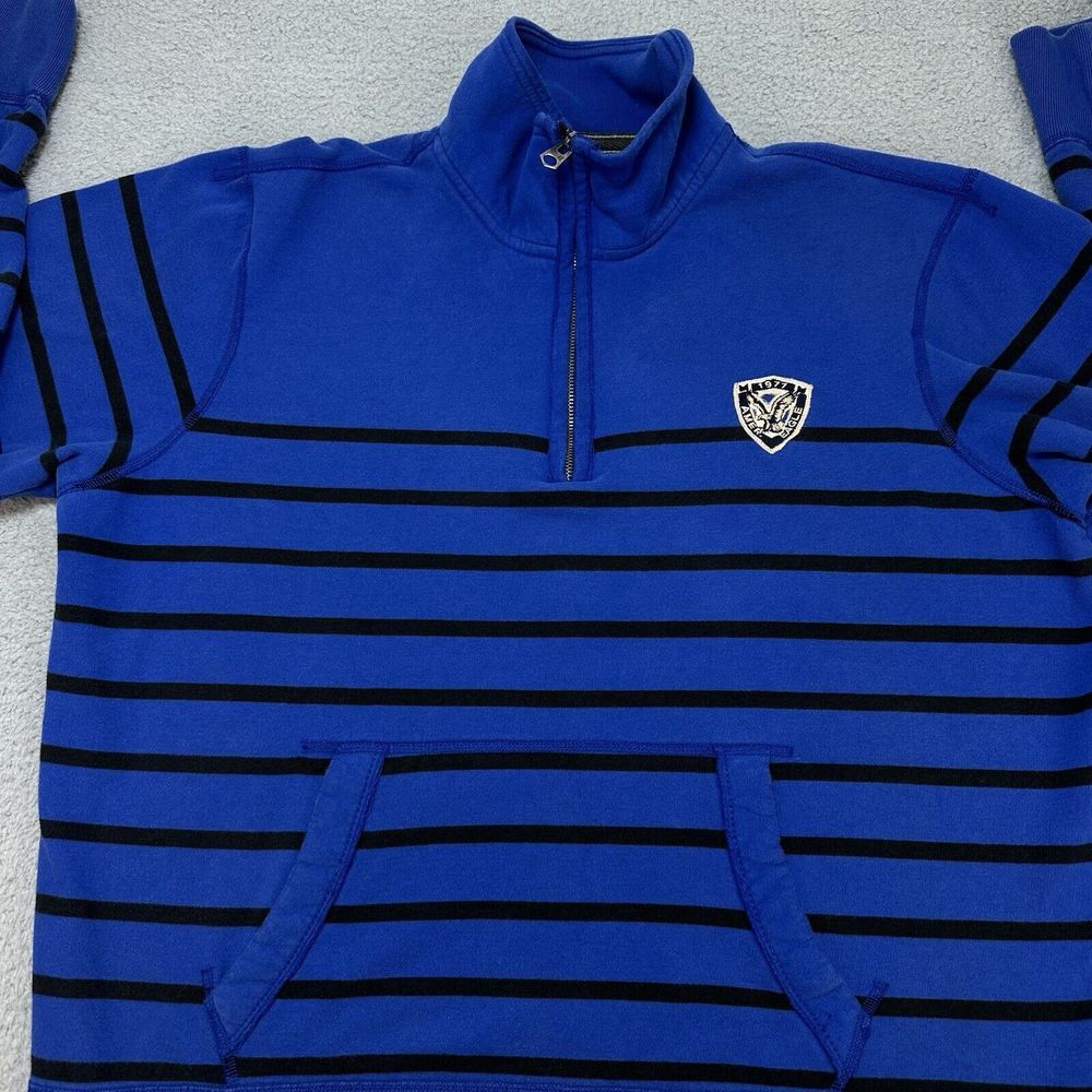American Eagle Outfitters Men's Pullover quarter Zip XL Blue Striped Y2K Vintage